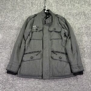 Fox Jacket Mens Large Gray Sherpa Lined Military Full Zip Outdoor Casual City